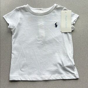 NWT Ralph Lauren White Short Sleeve Tee with Navy Polo Pony